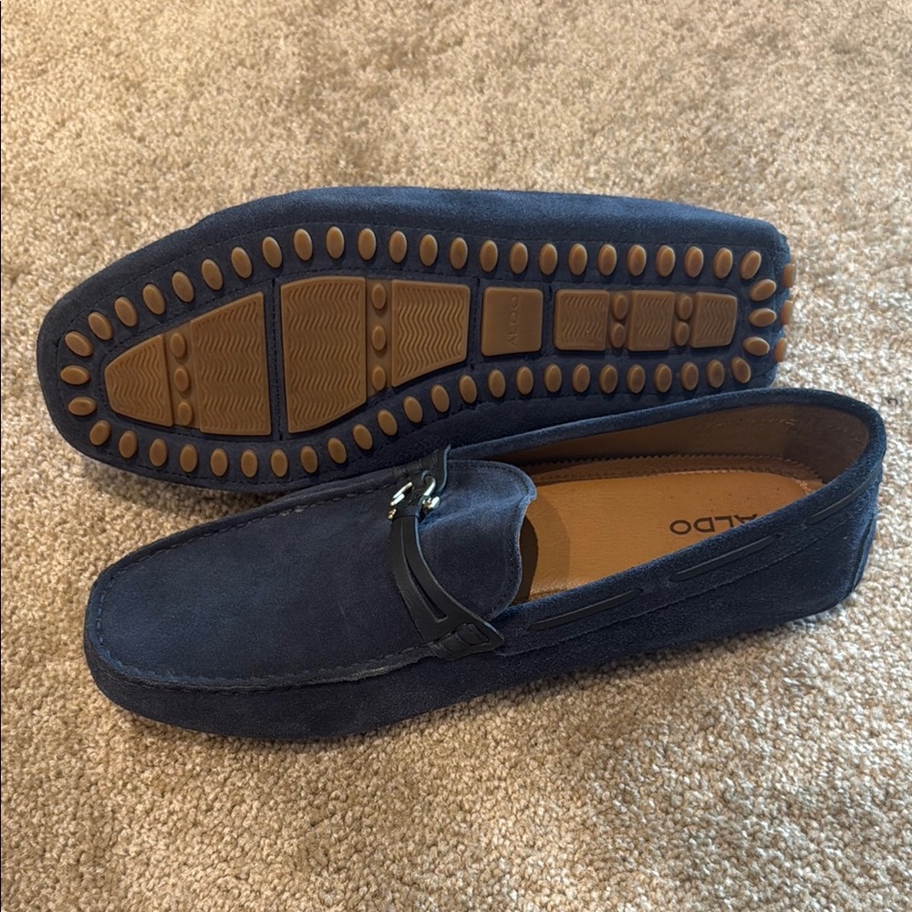 Aldo Blue Slip-On Loafers with Suede Finish - Picture 3 of 3